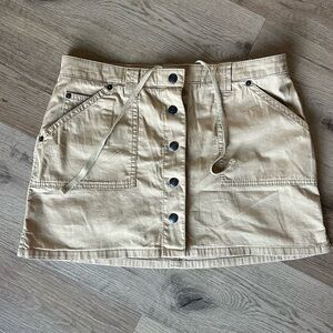 Abercrombie & Fitch Beige Button-Front Mini Skirt